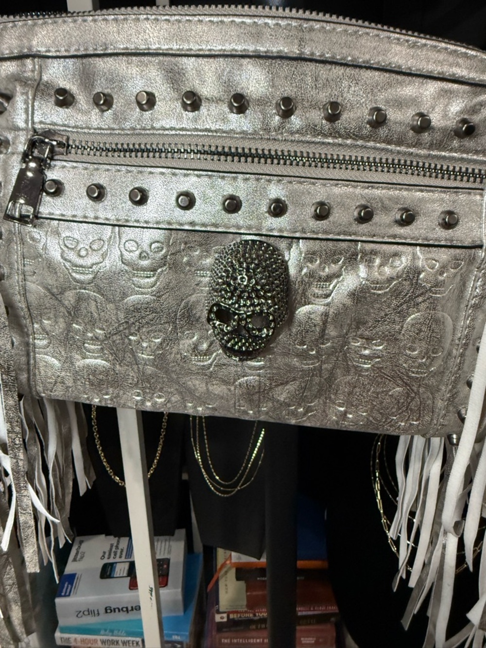 Silver skull Gothic Style Fringe NEW